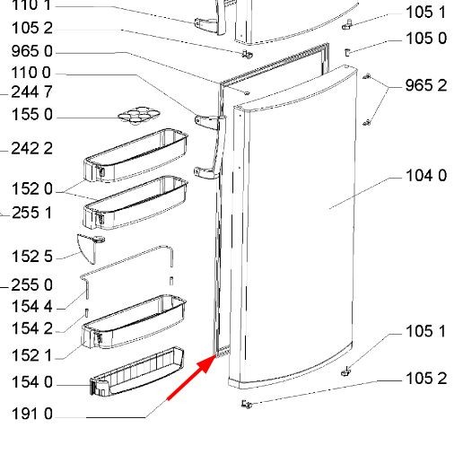 Joint de porte réfrigérateur (repère 1910) WHIRLPOOL 481246668898