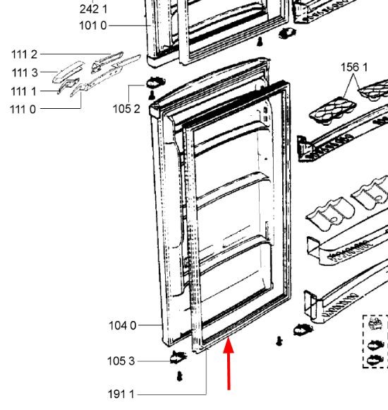 Joint porte réfrigérateur (repère 1911) WHIRLPOOL 481246818276