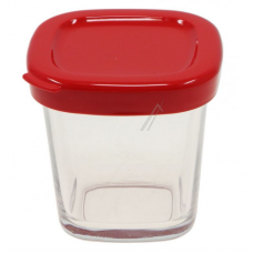 Pot / verrine avec couvercle rouge